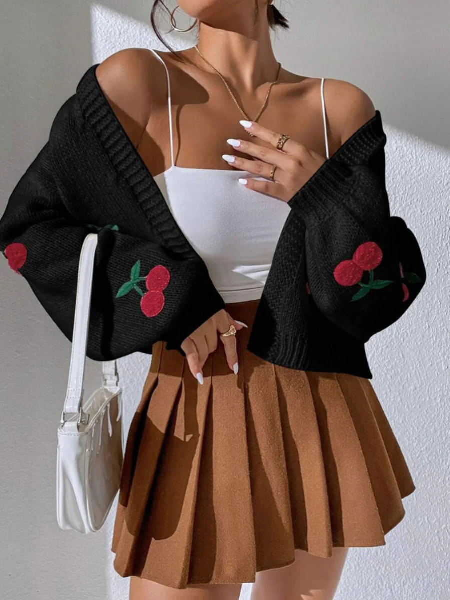 Embroidered Open Front Cardigan - Image 8