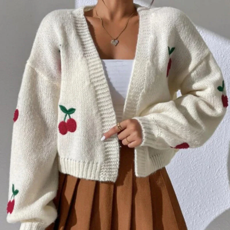 Embroidered Open Front Cardigan - Image 9