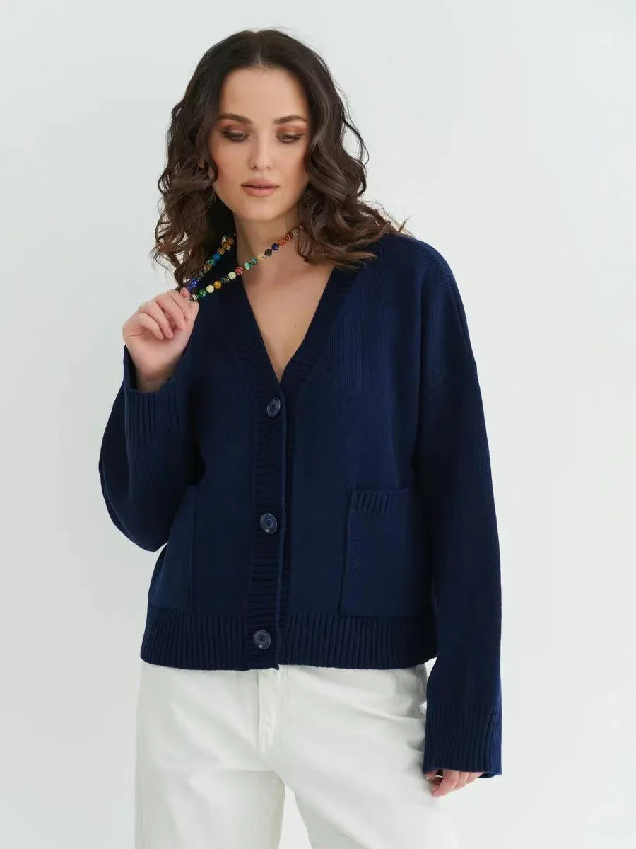 V-Neck Pocket Knit Cardigan - Image 11