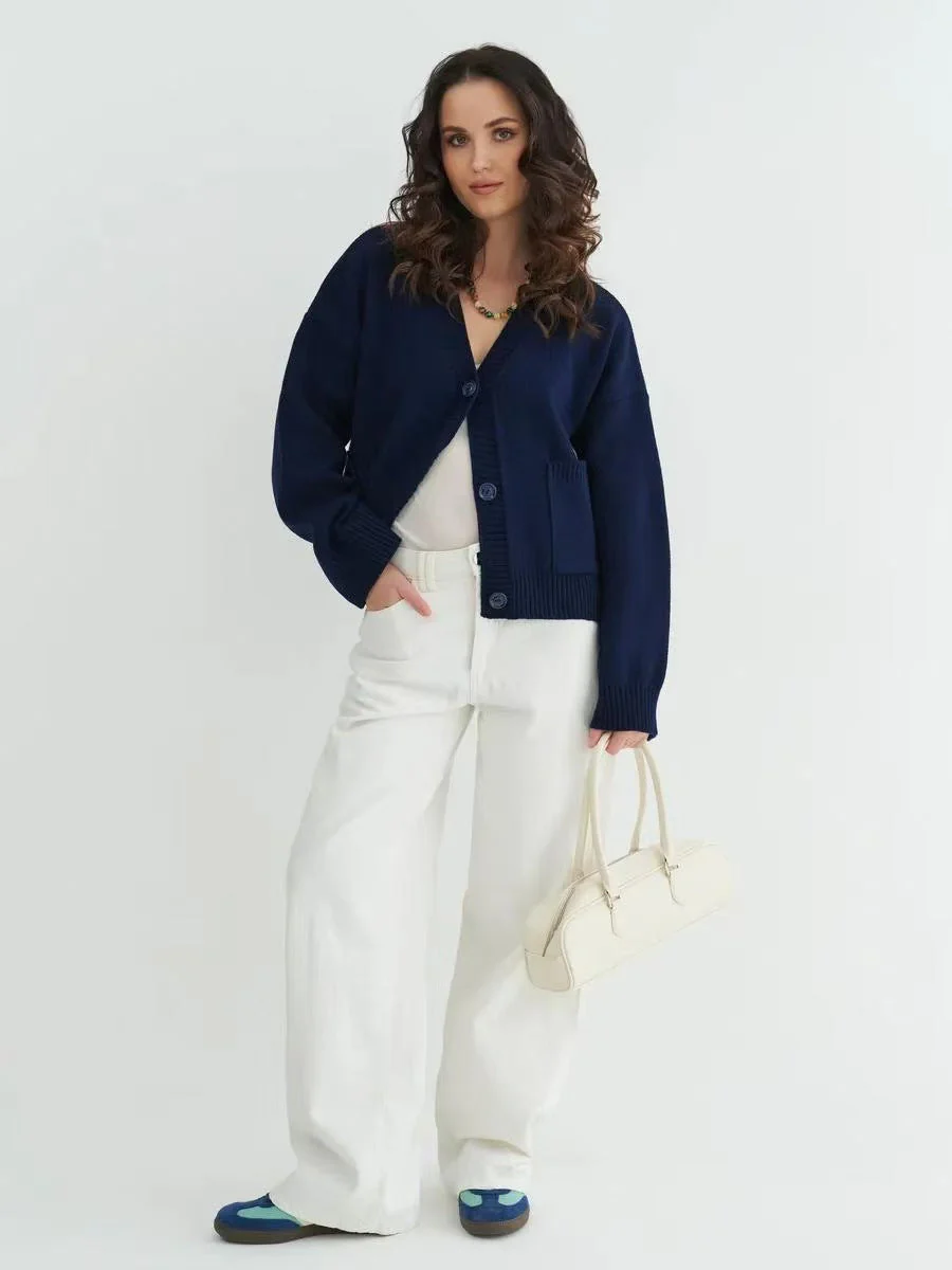 V-Neck Pocket Knit Cardigan - Image 14