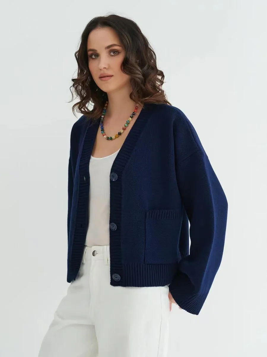 V-Neck Pocket Knit Cardigan - Image 15