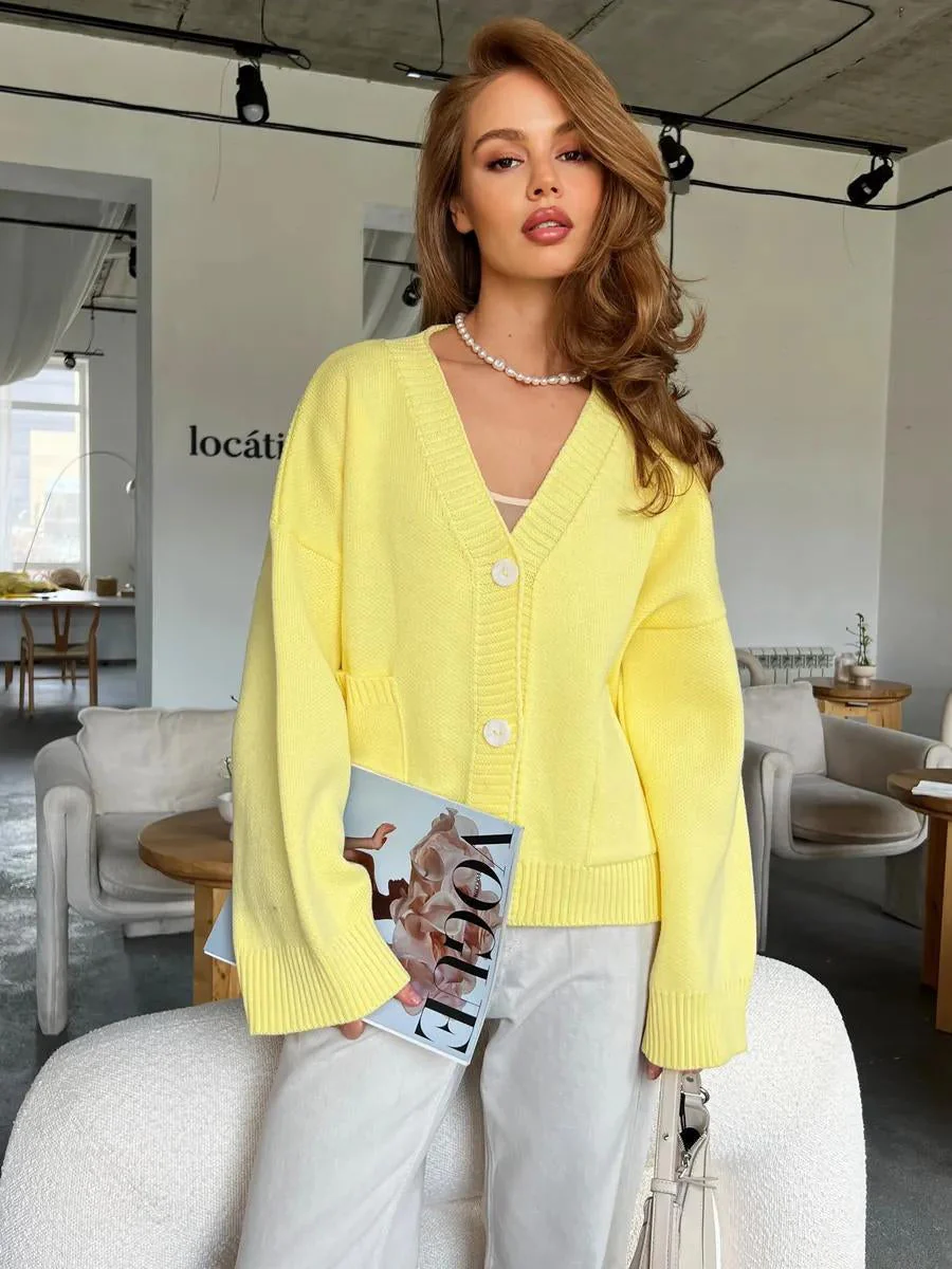 V-Neck Pocket Knit Cardigan - Image 17