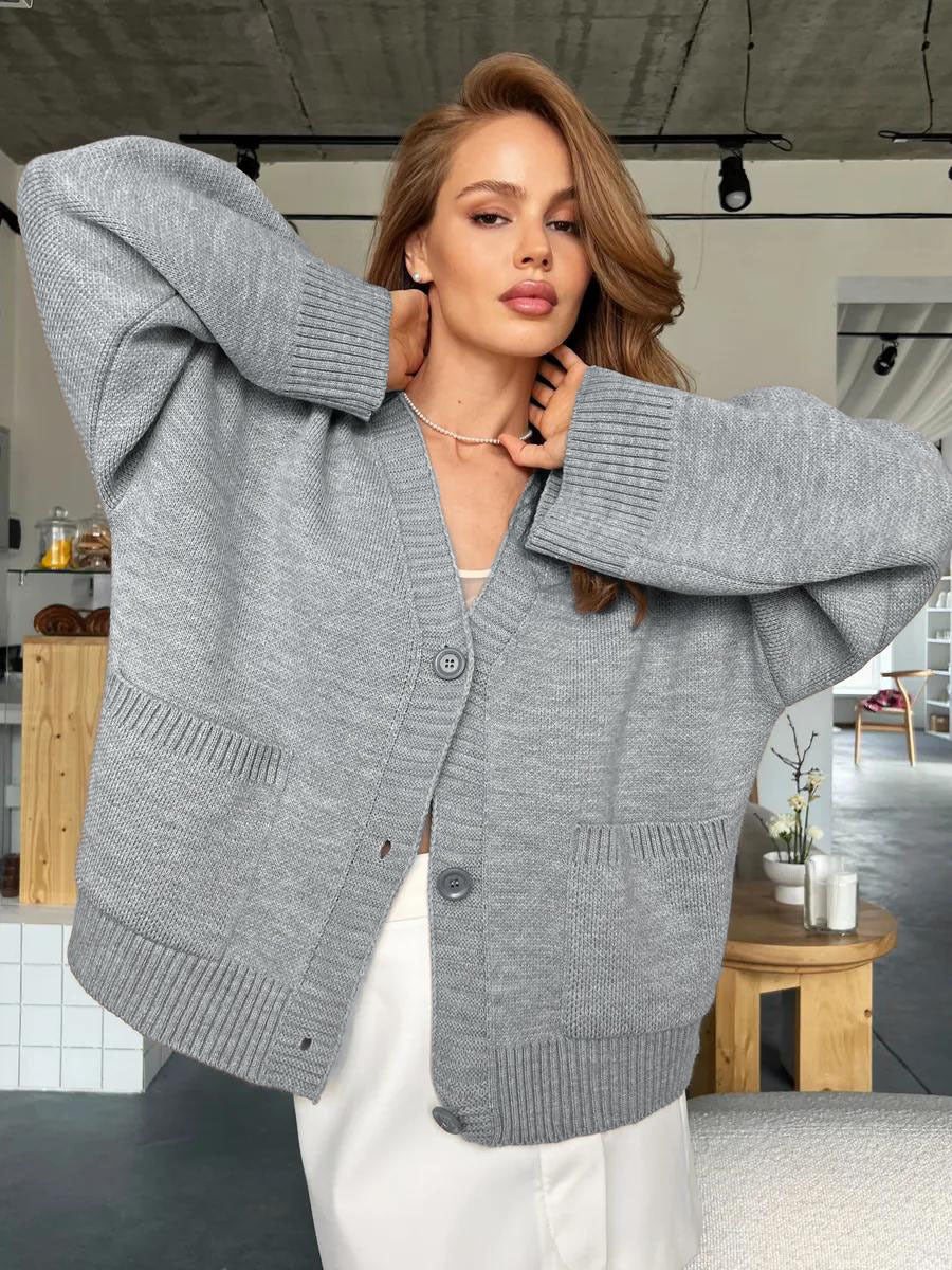 V-Neck Pocket Knit Cardigan - Image 6