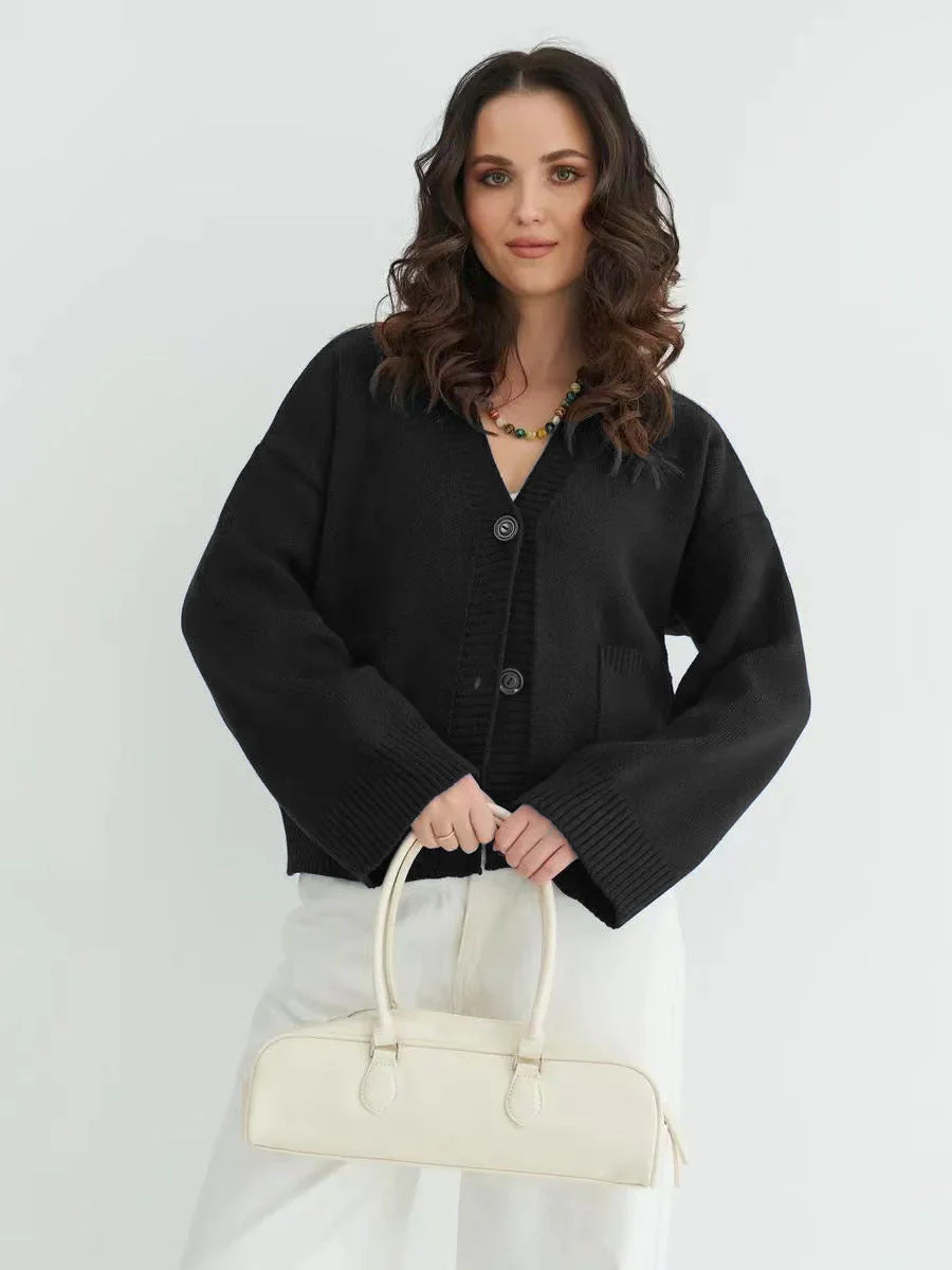 V-Neck Pocket Knit Cardigan - Image 9
