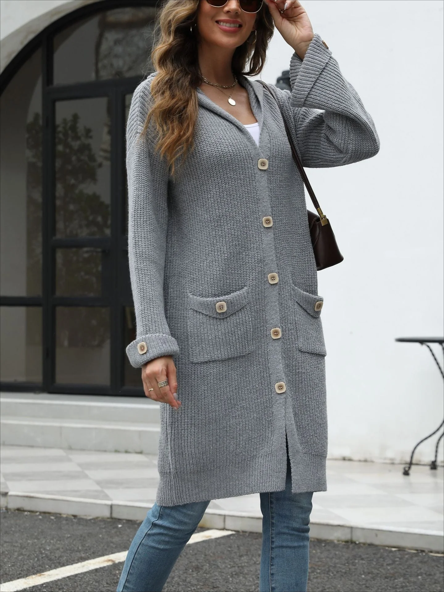 V-Neck Loose Knit Cardigan - Image 15
