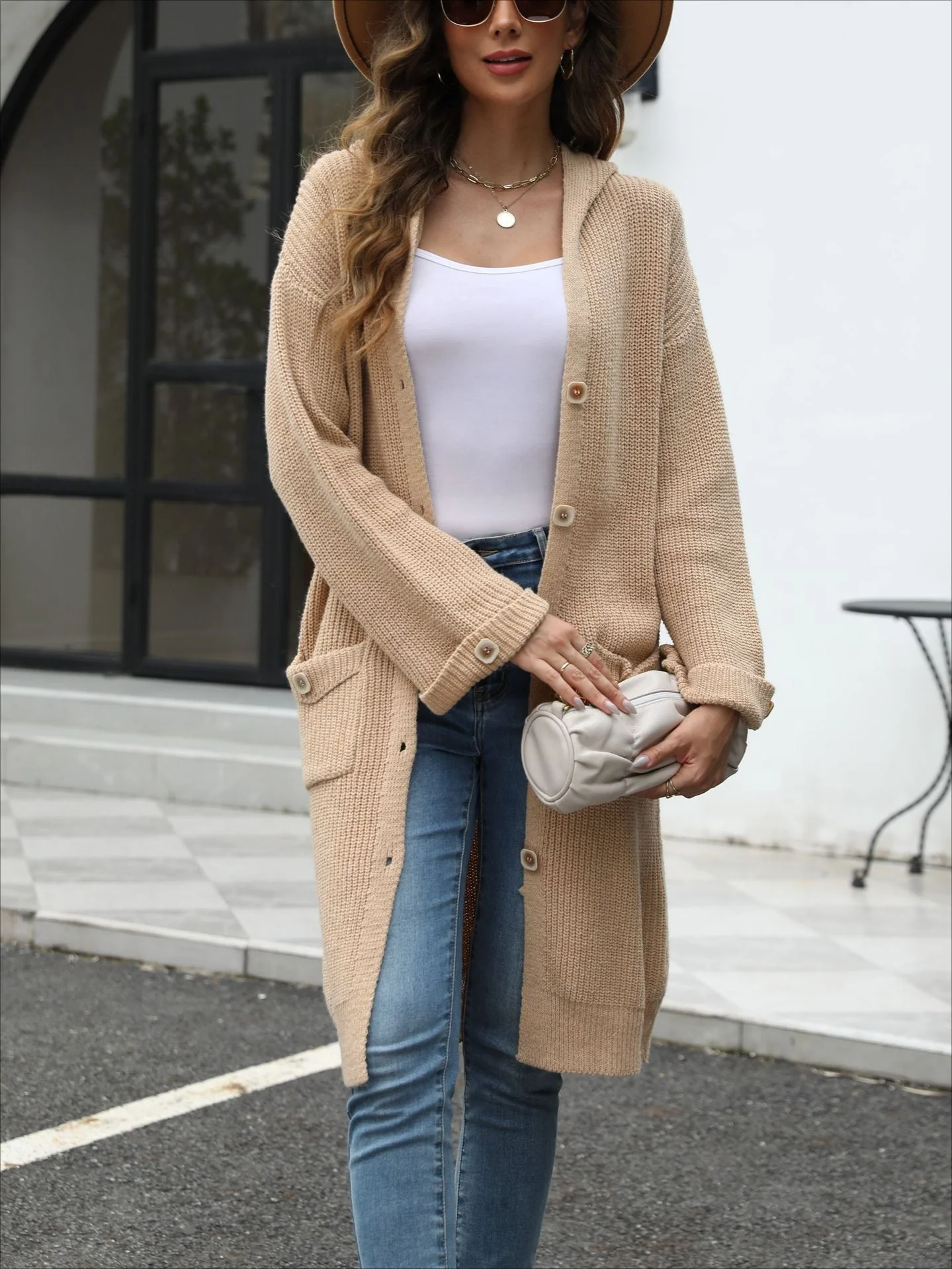 V-Neck Loose Knit Cardigan - Image 19