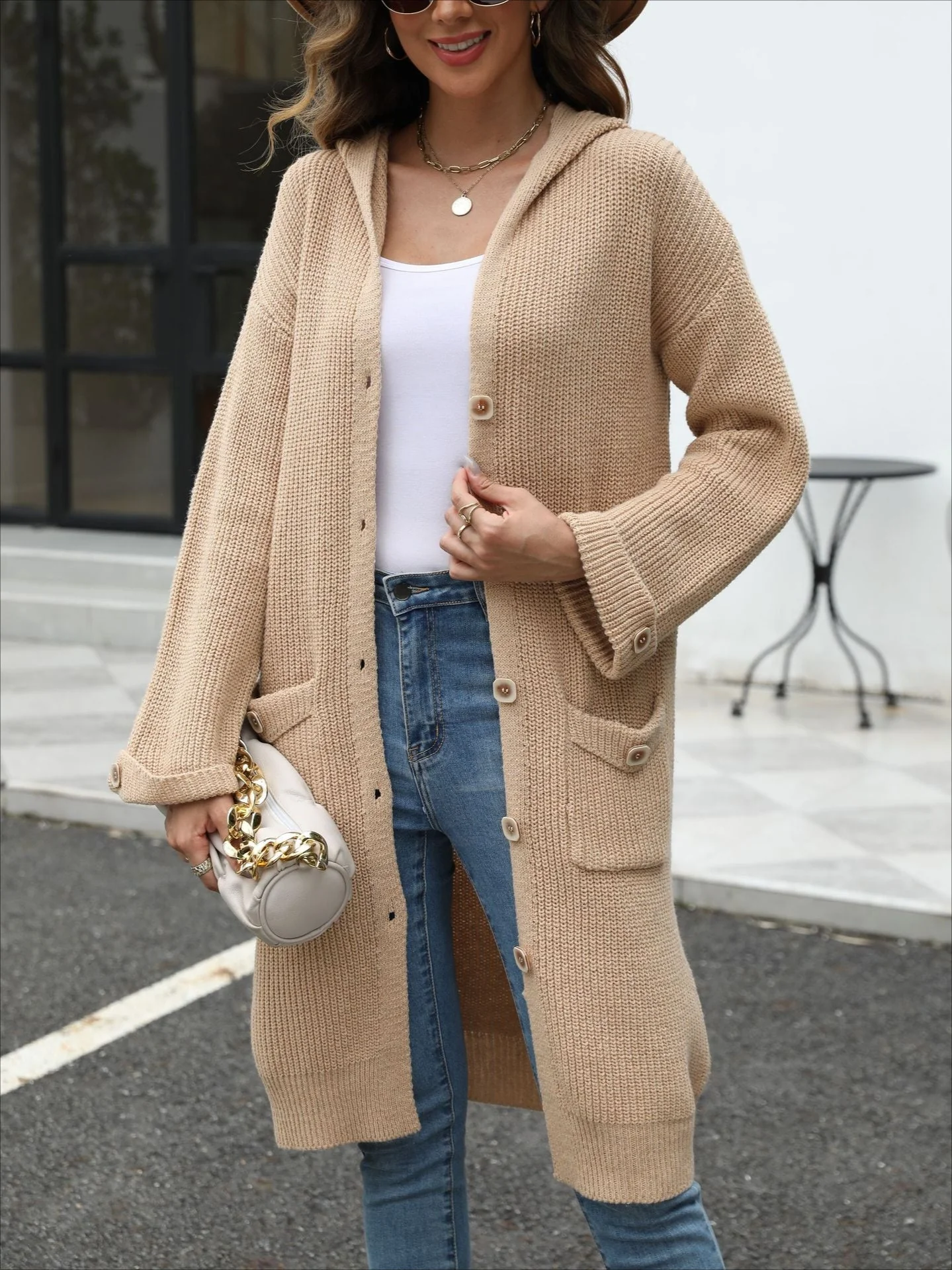 V-Neck Loose Knit Cardigan - Image 20