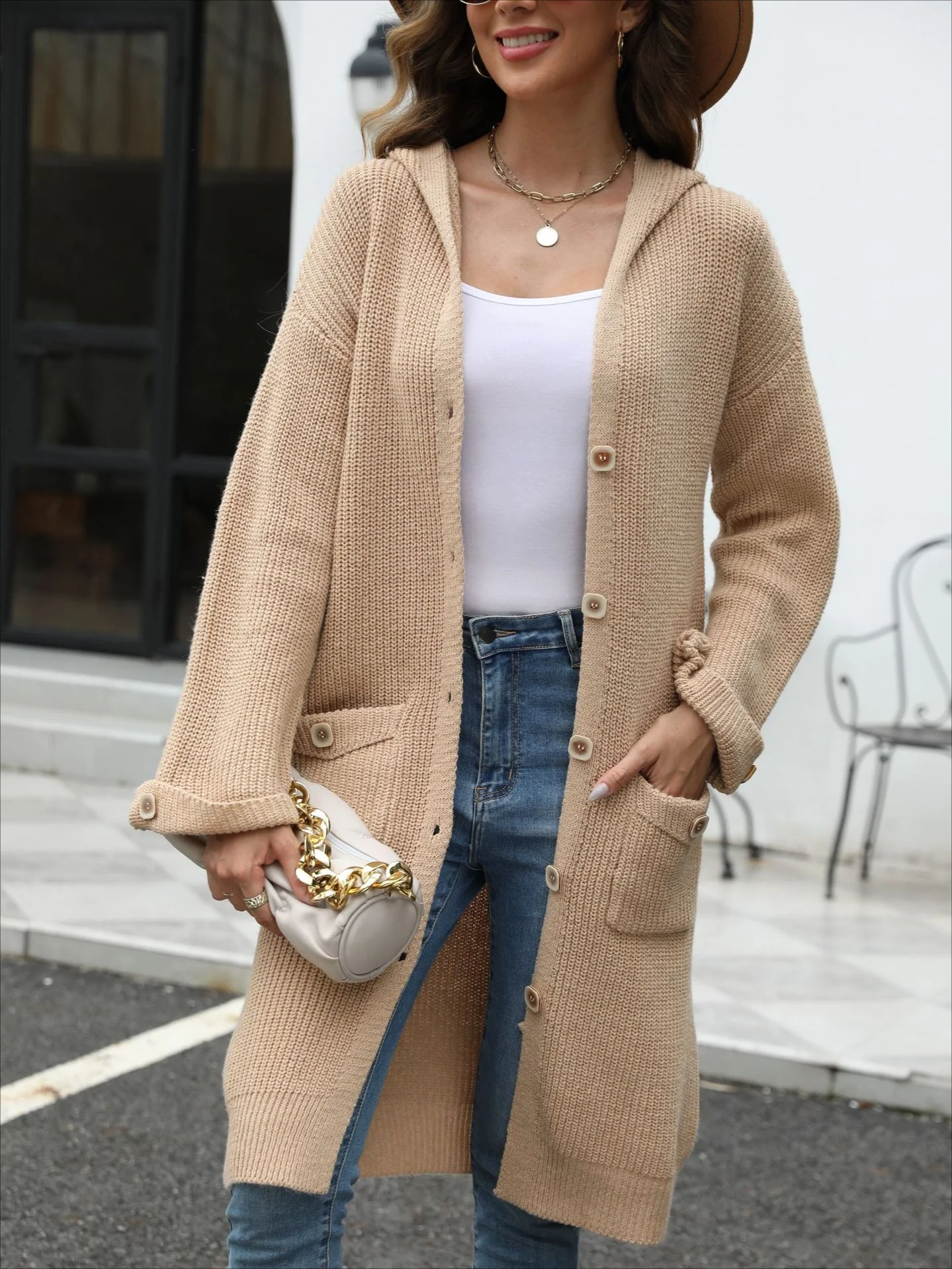 V-Neck Loose Knit Cardigan - Image 21