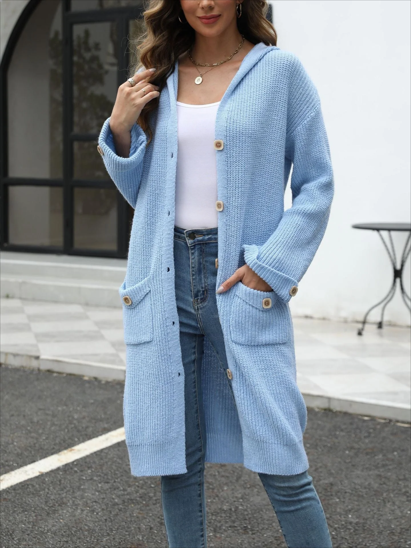 V-Neck Loose Knit Cardigan - Image 23