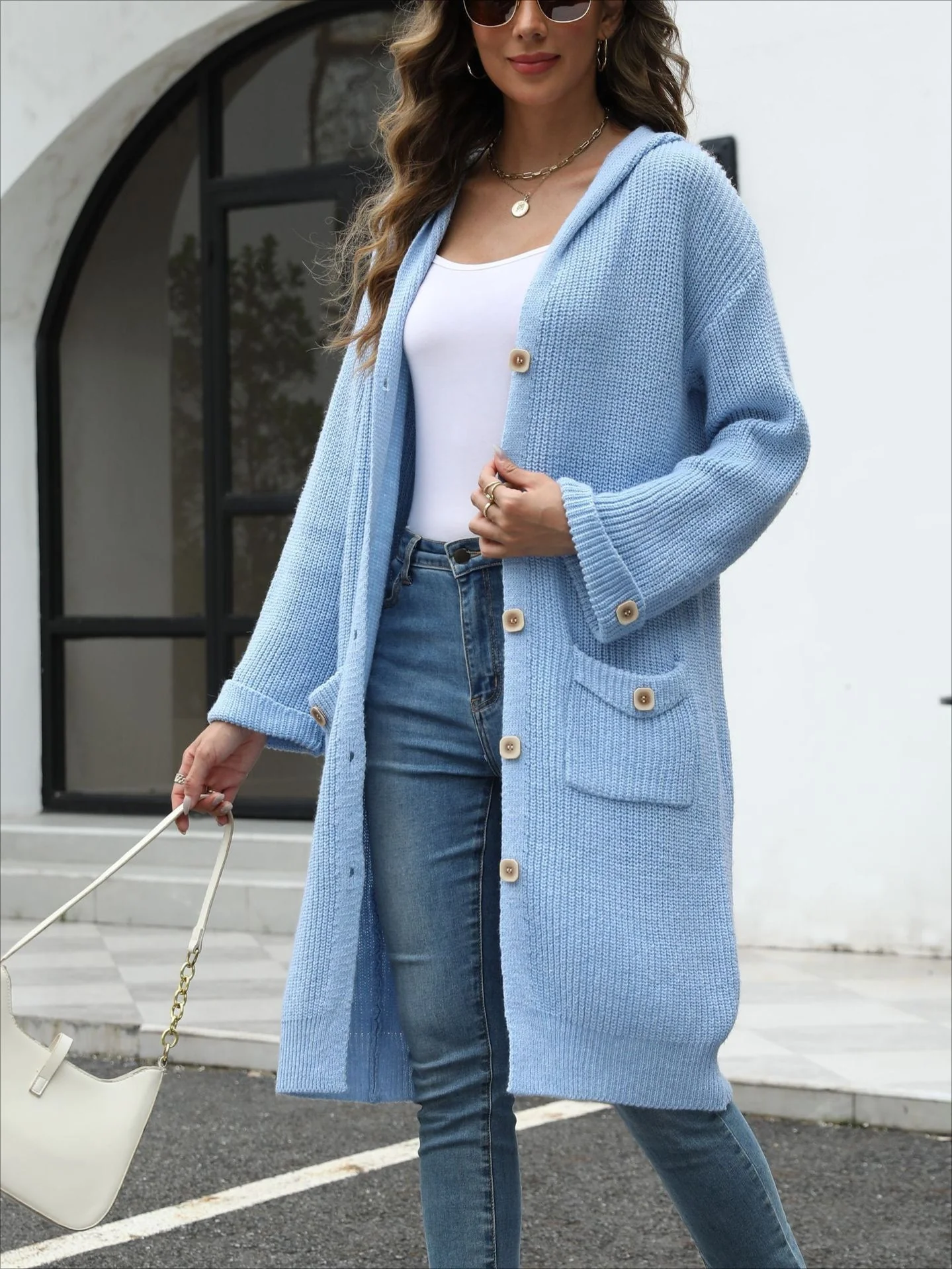 V-Neck Loose Knit Cardigan - Image 3
