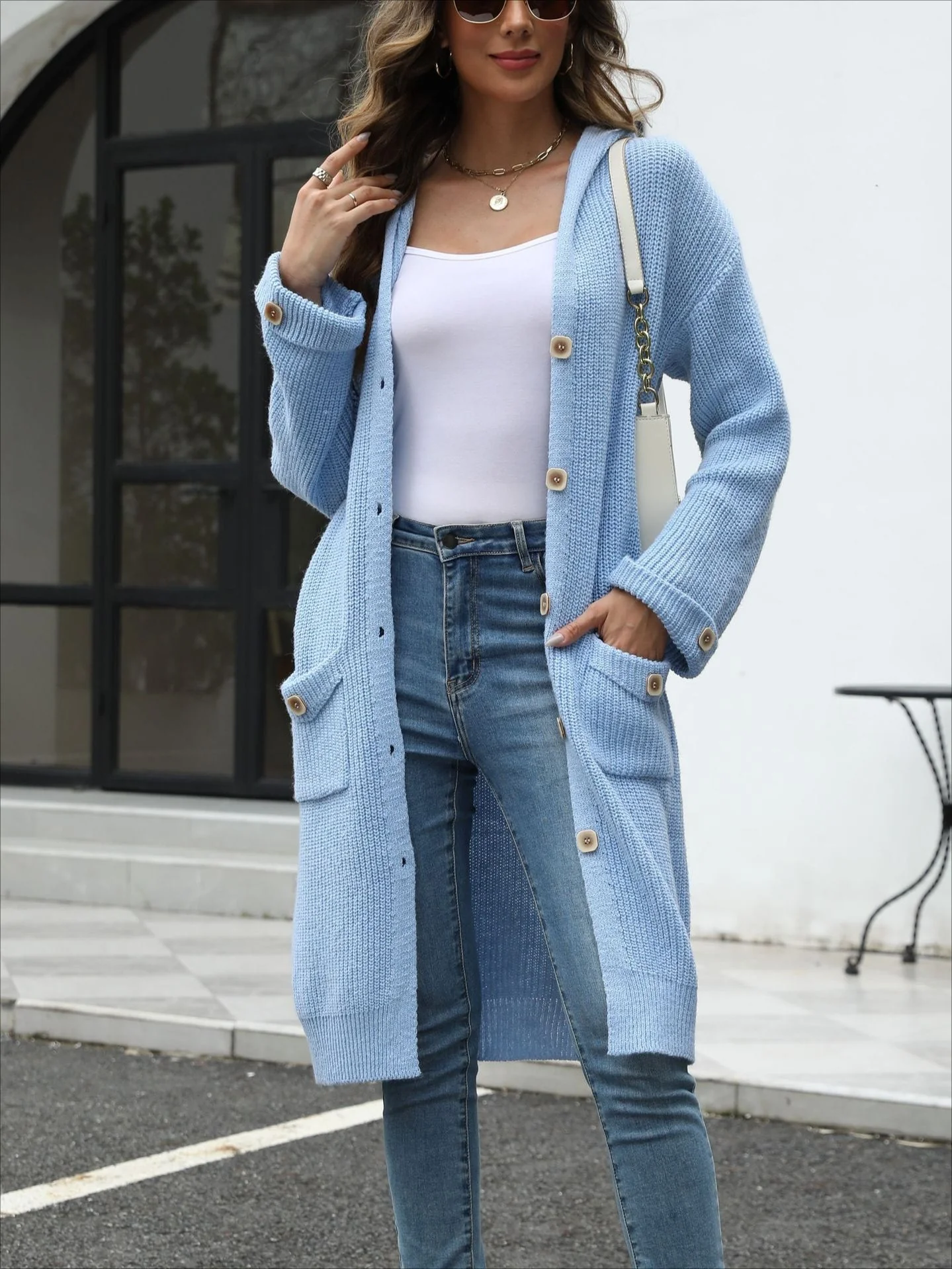 V-Neck Loose Knit Cardigan - Image 6