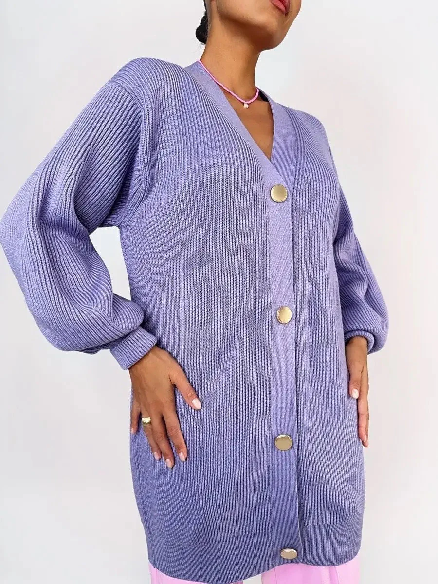 Solid Loose Knit Cardigan - Image 11