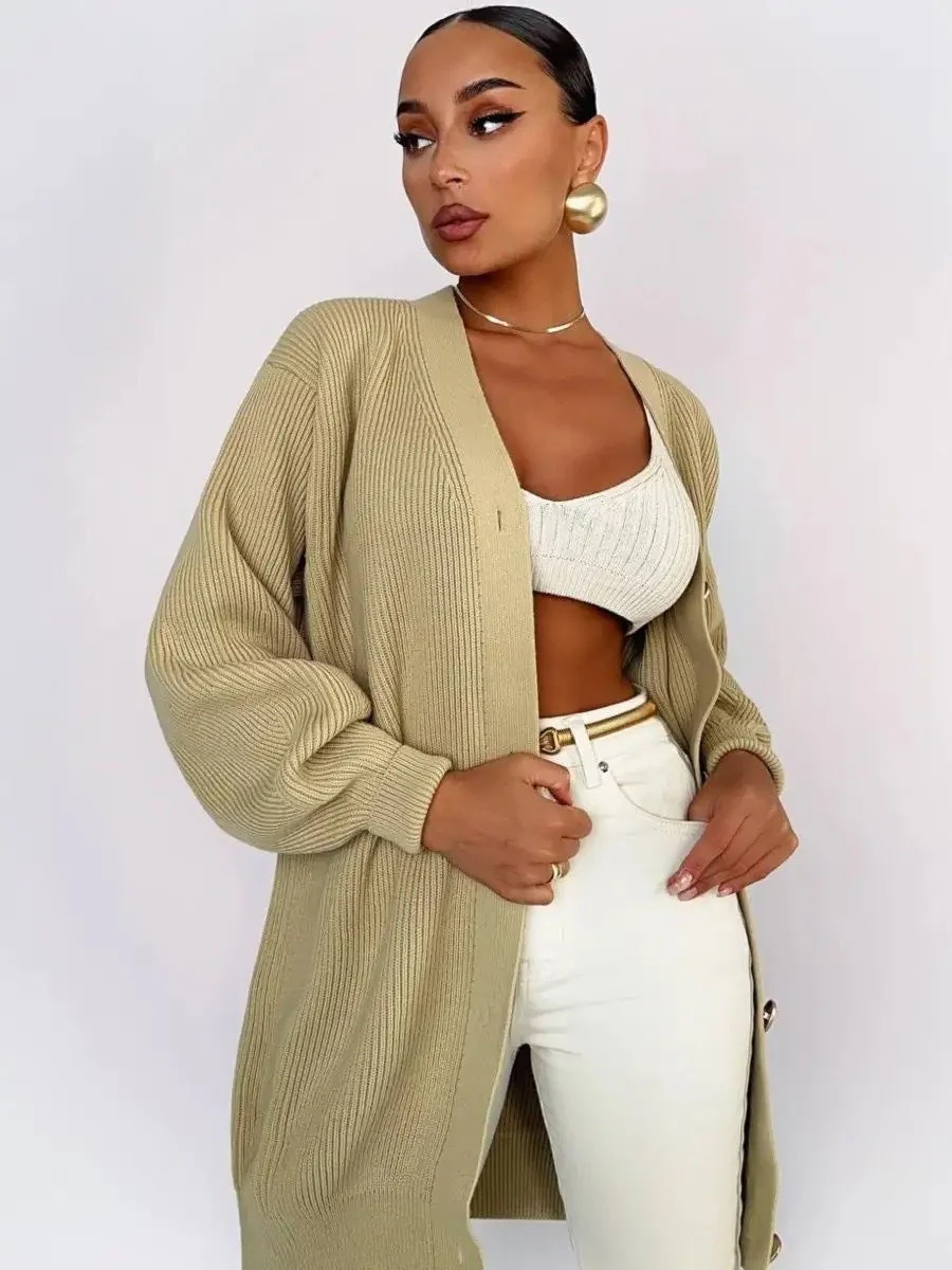 Solid Loose Knit Cardigan - Image 12
