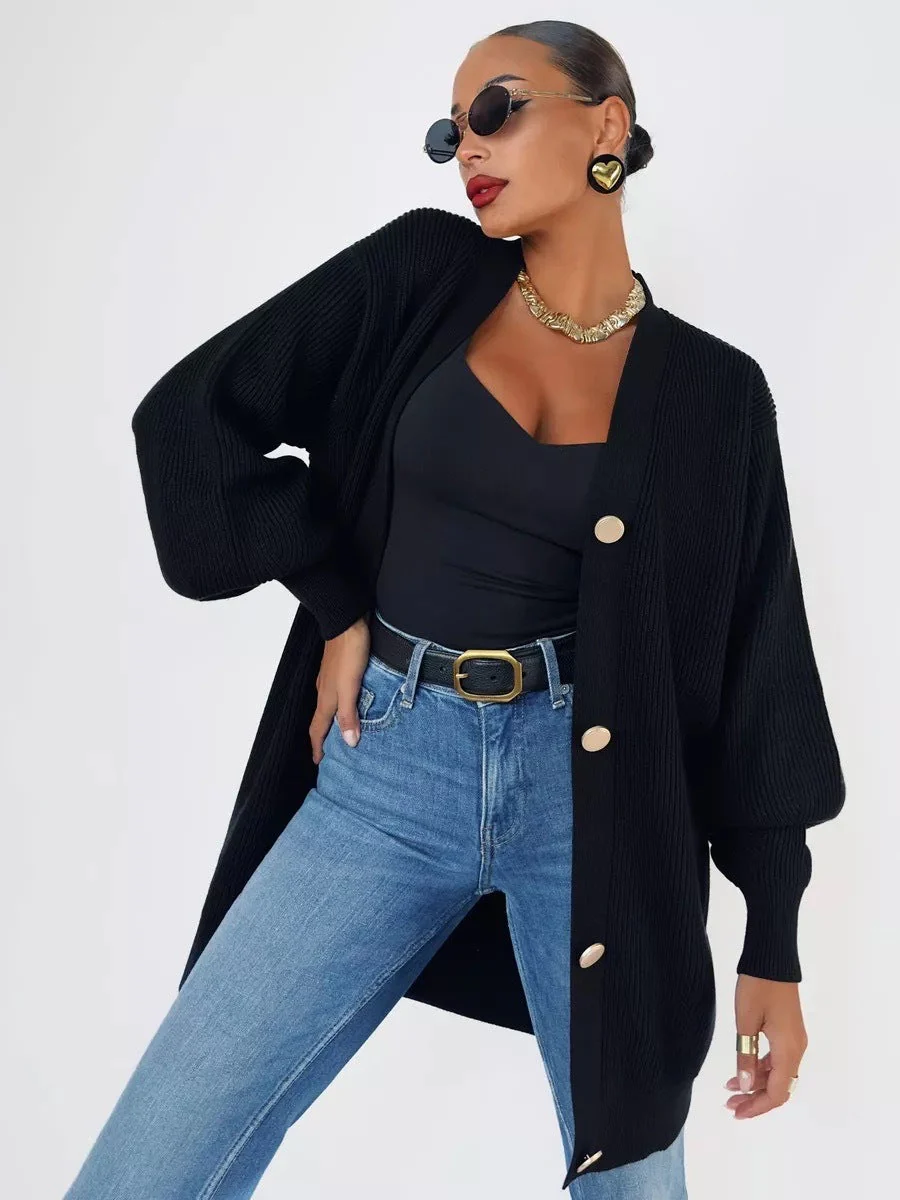 Solid Loose Knit Cardigan - Image 13