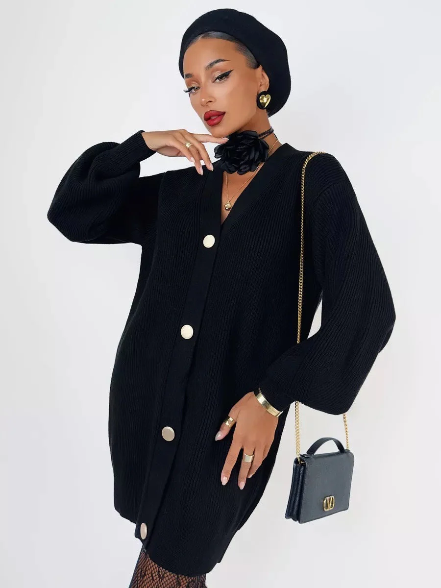 Solid Loose Knit Cardigan - Image 15