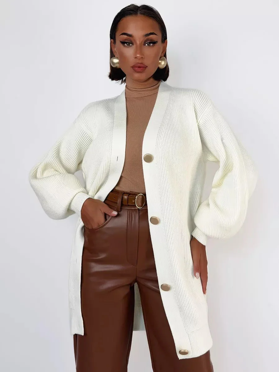 Solid Loose Knit Cardigan - Image 2