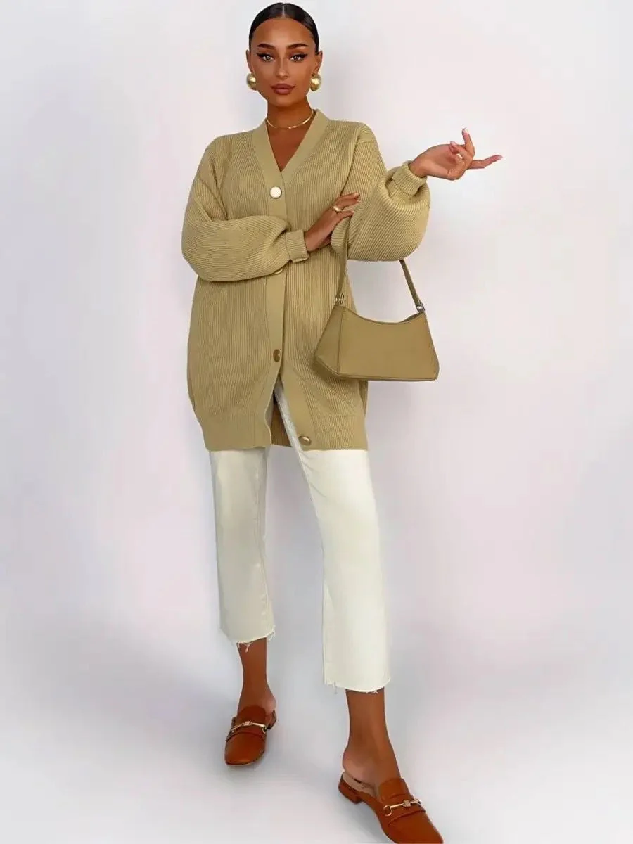 Solid Loose Knit Cardigan - Image 25