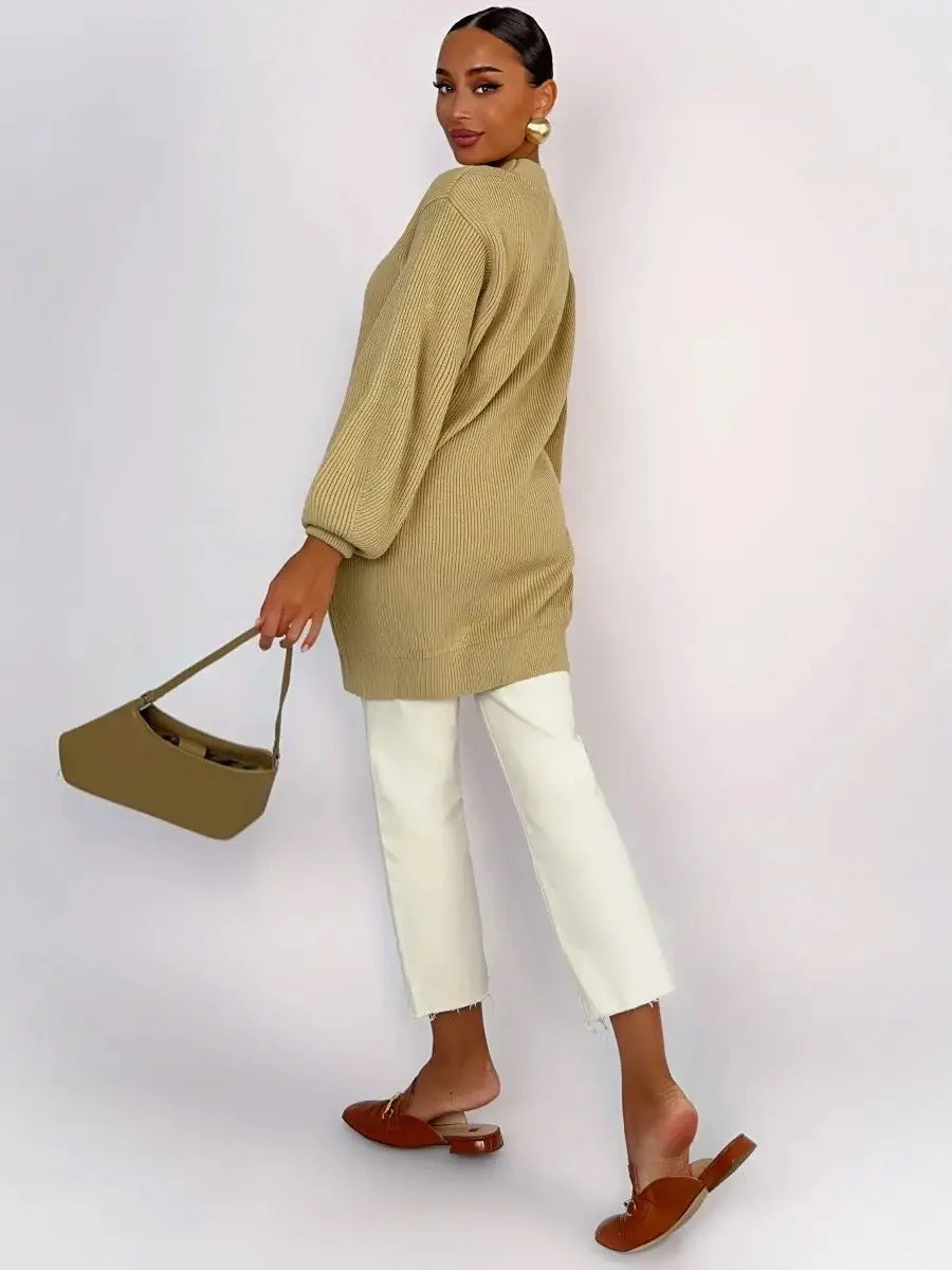Solid Loose Knit Cardigan - Image 26