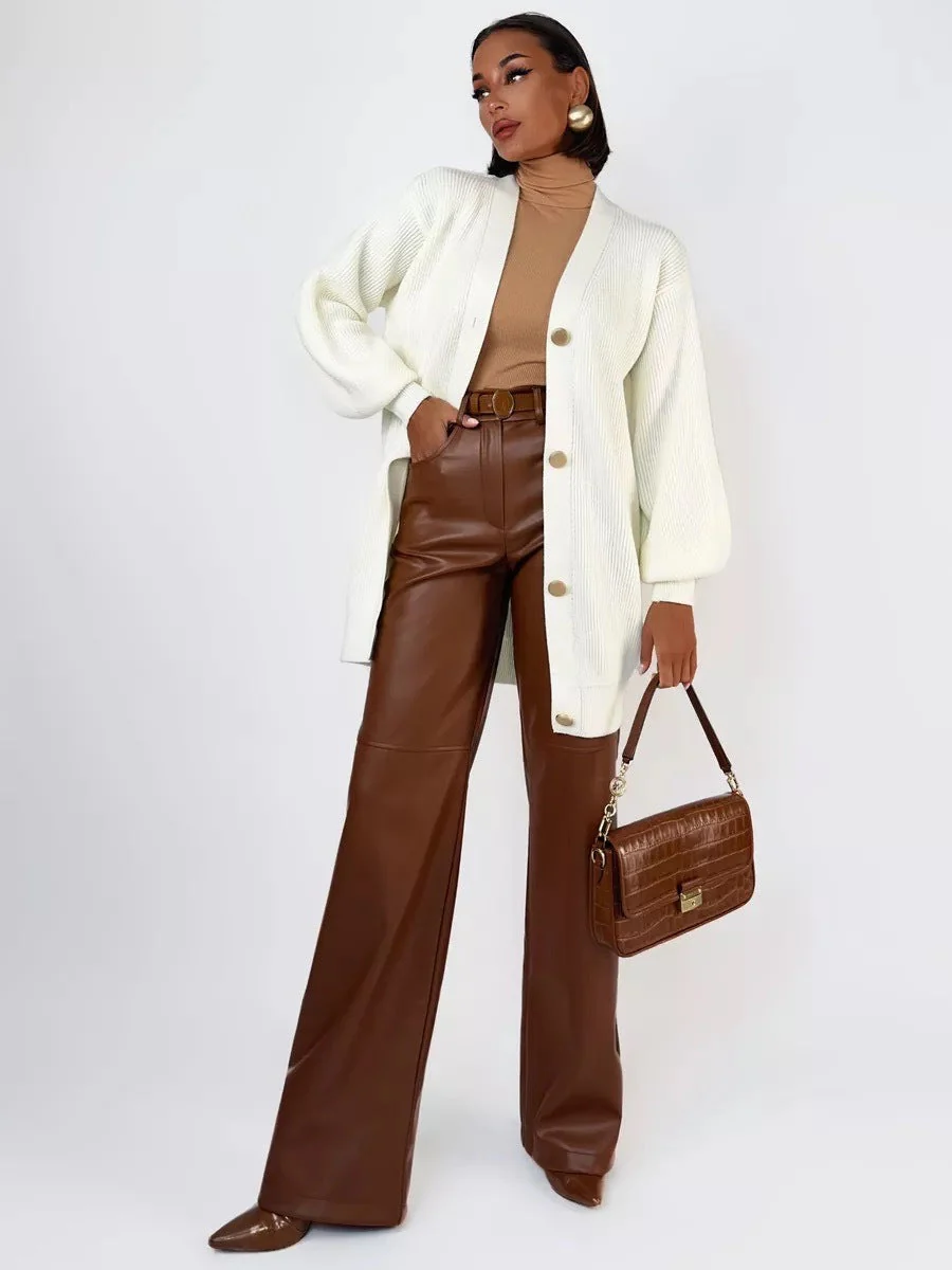 Solid Loose Knit Cardigan - Image 3