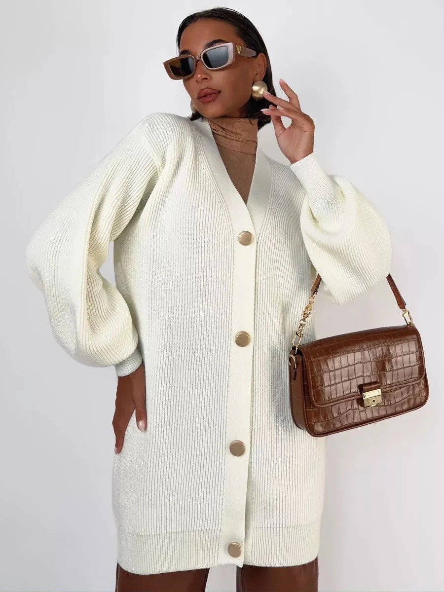 Solid Loose Knit Cardigan - Image 4
