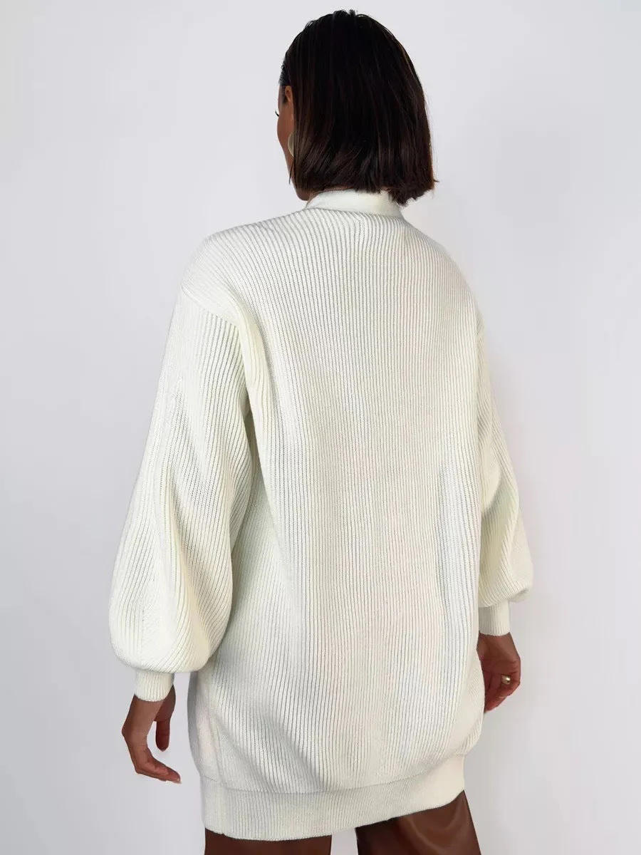 Solid Loose Knit Cardigan - Image 6