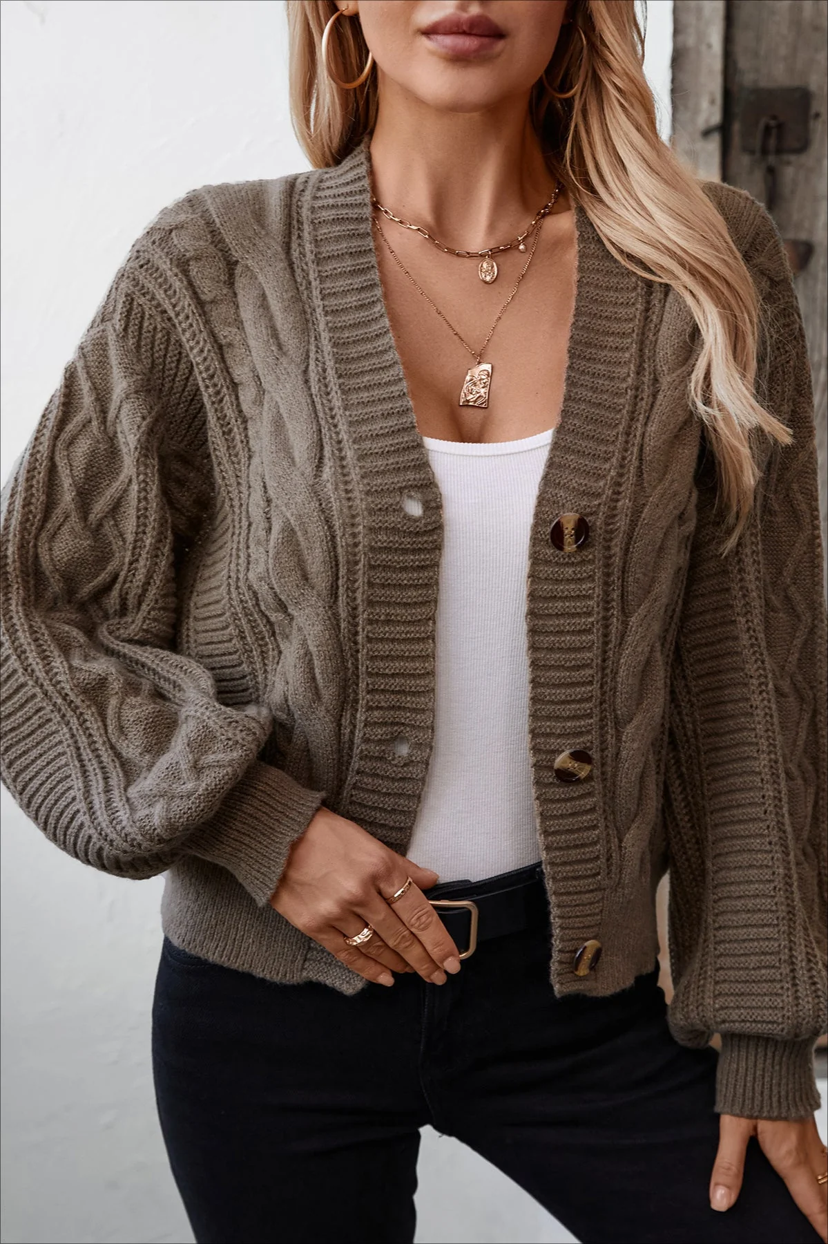 Loose Solid Button Cardigan - Image 5