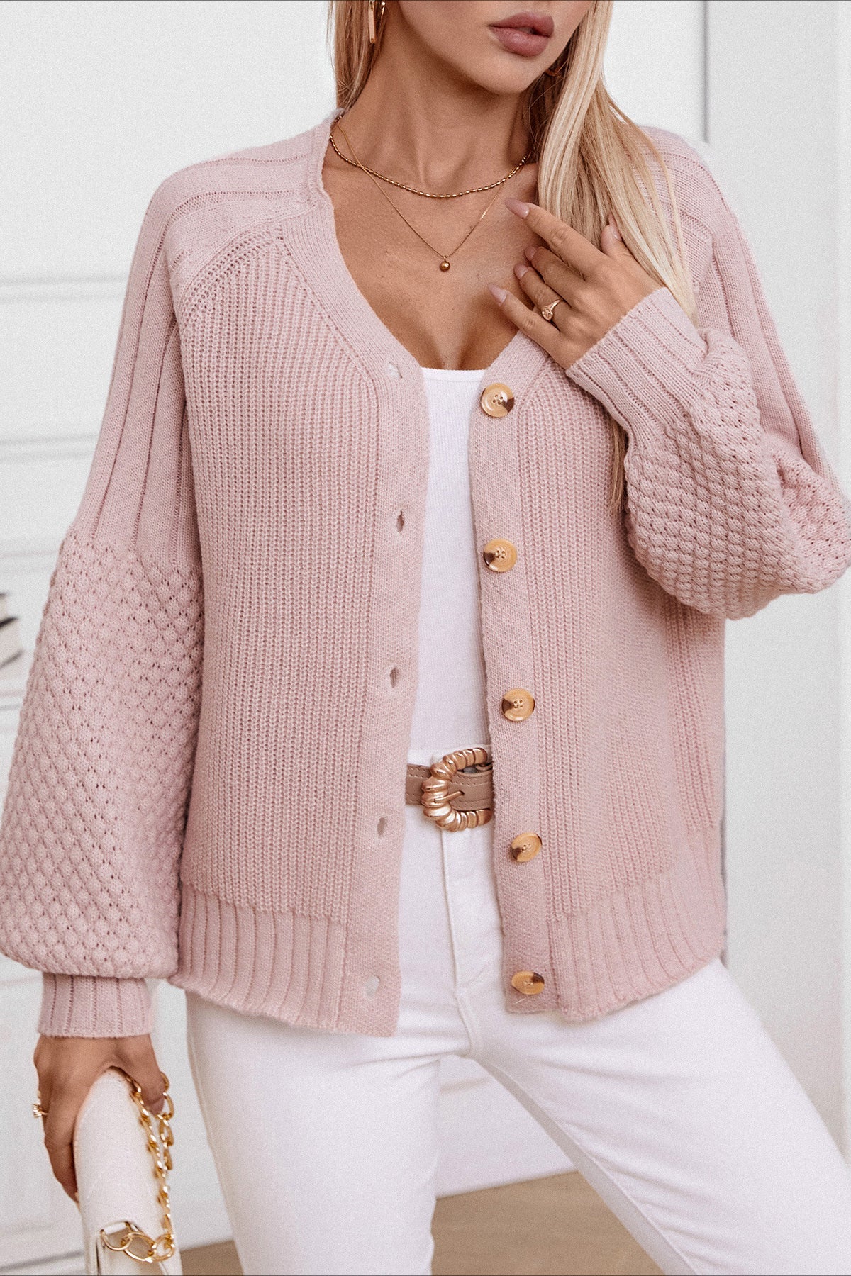Solid Button Knit Cardigan - Image 5