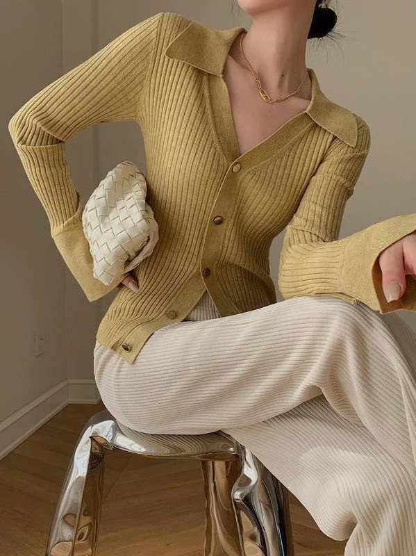 Blue V-Neck Knit Cardigan - Image 3