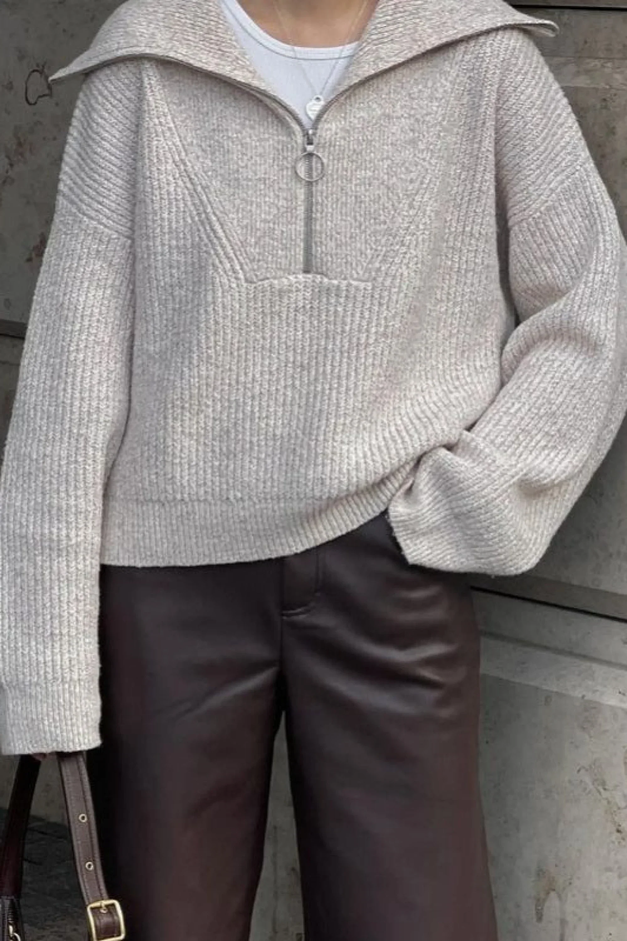 Loose Fit V-Neck Knit Sweater - Image 3