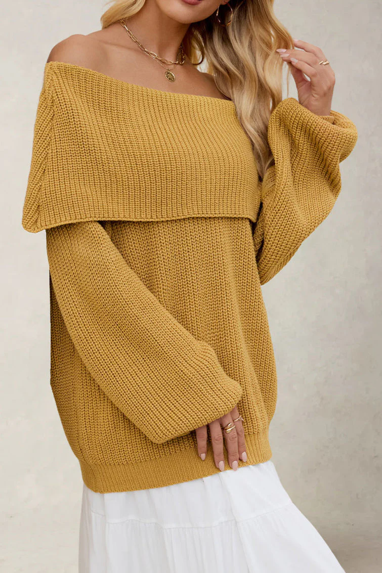 Loose Fit Off-Shoulder Knit Sweater - Image 3