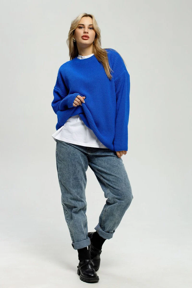 Loose Fit Crew Neck Knit Sweater - Image 4