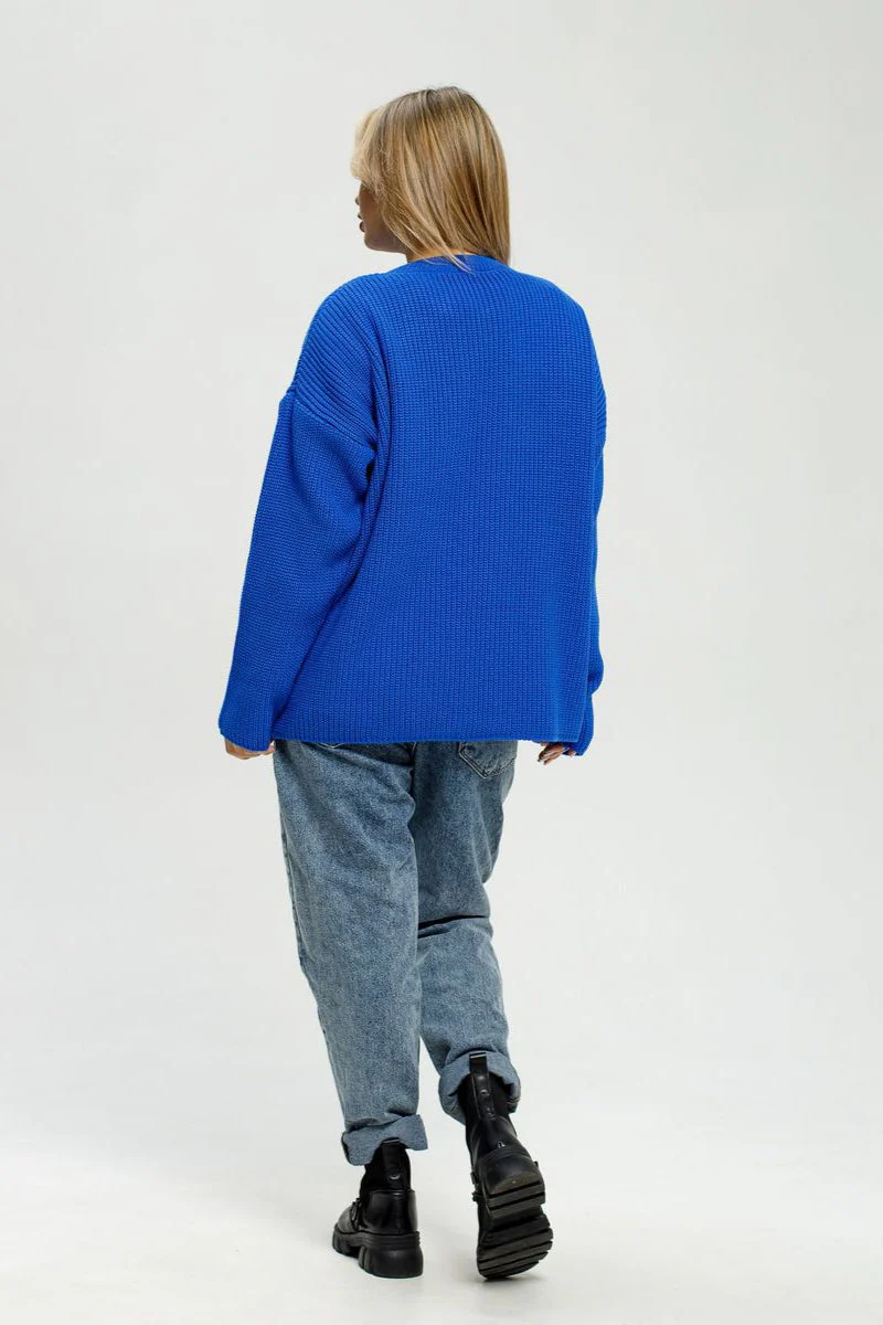 Loose Fit Crew Neck Knit Sweater - Image 5