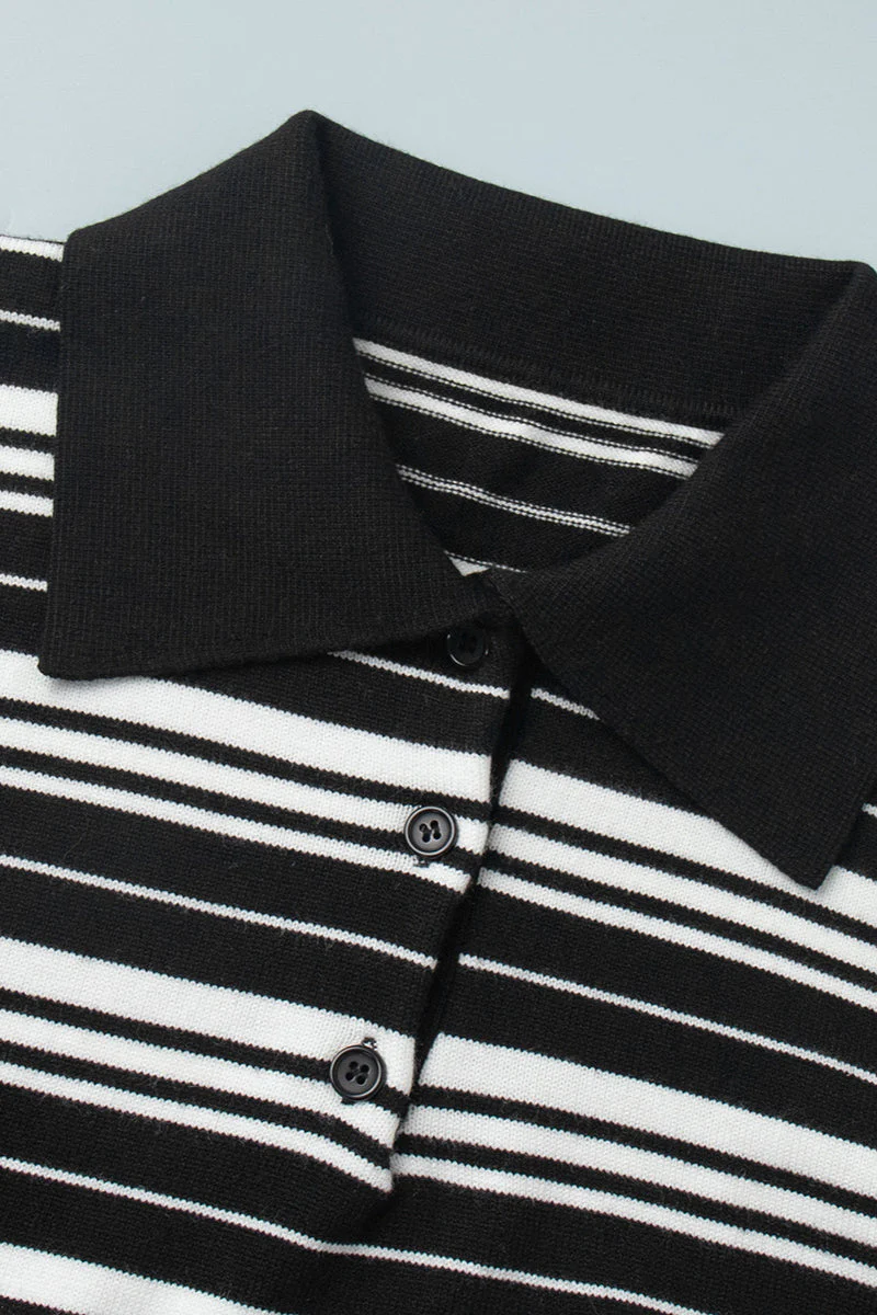 Colorblock Striped Polo Knit Sweater - Image 10