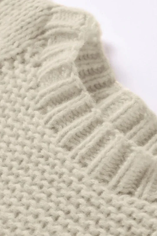 Oversized Cable Knit Crew Neck Sweater - Image 5