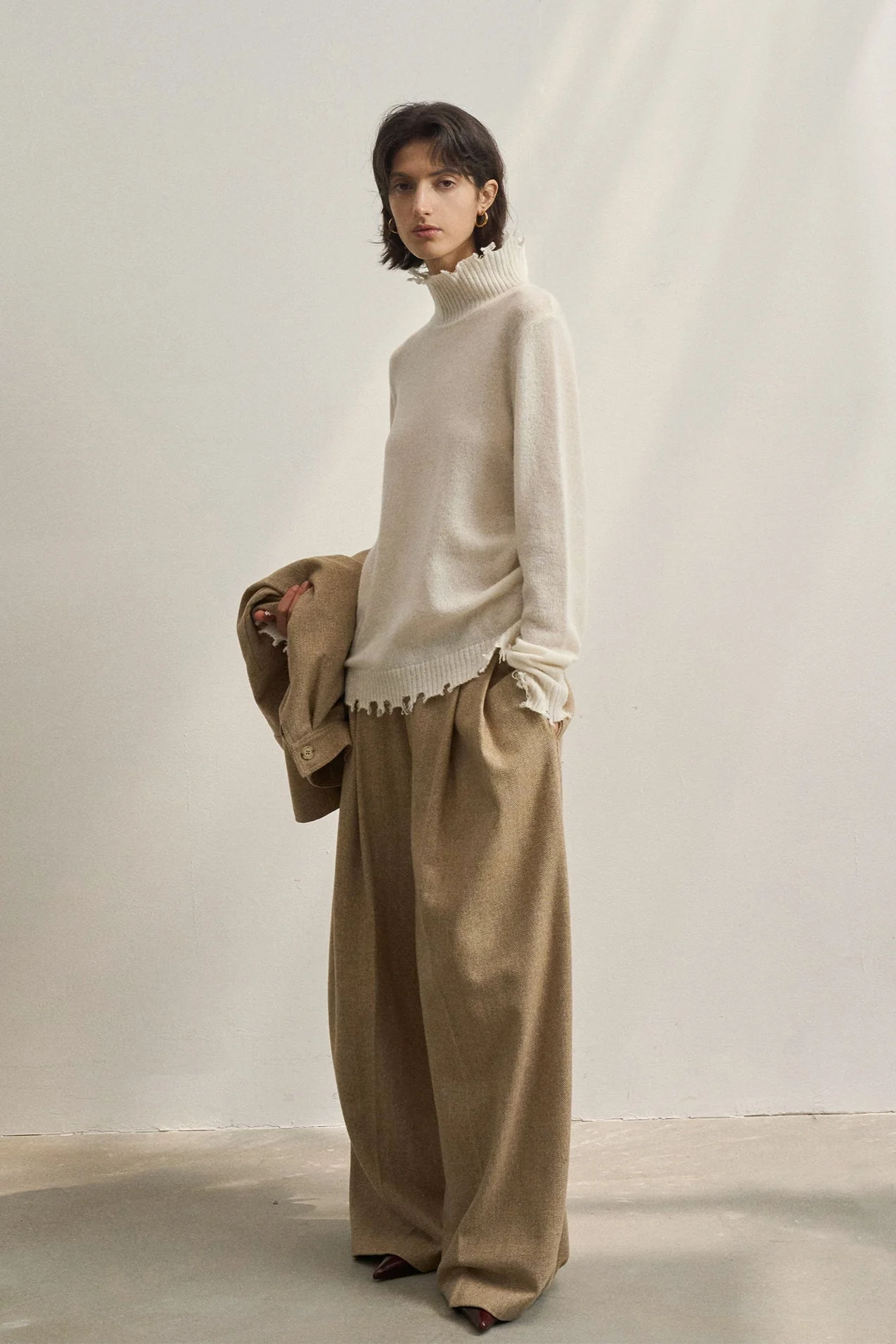 Fringed High Neck Knit Sweater - Image 2
