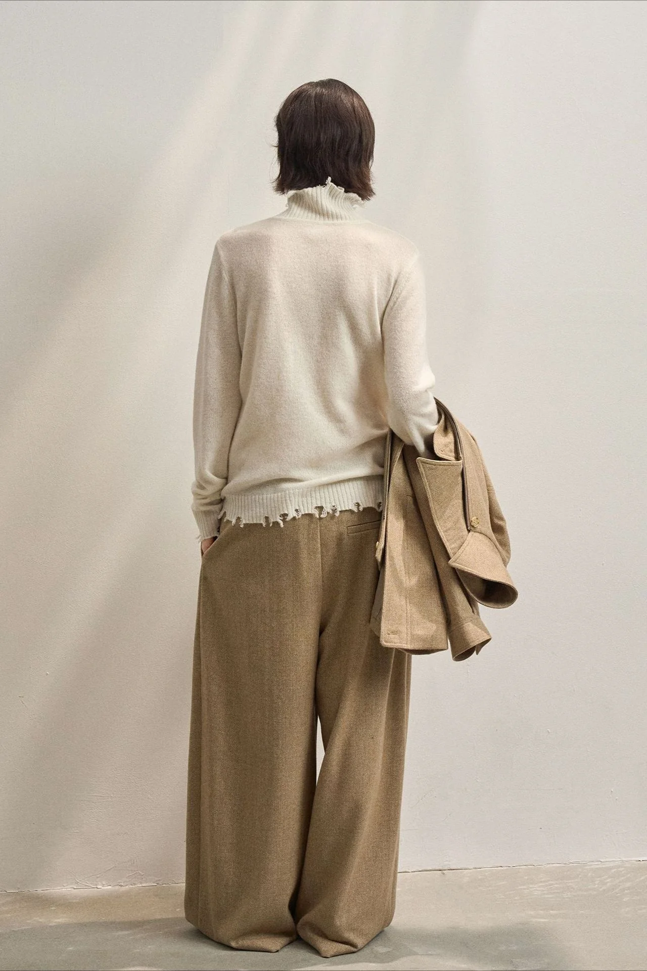 Fringed High Neck Knit Sweater - Image 3