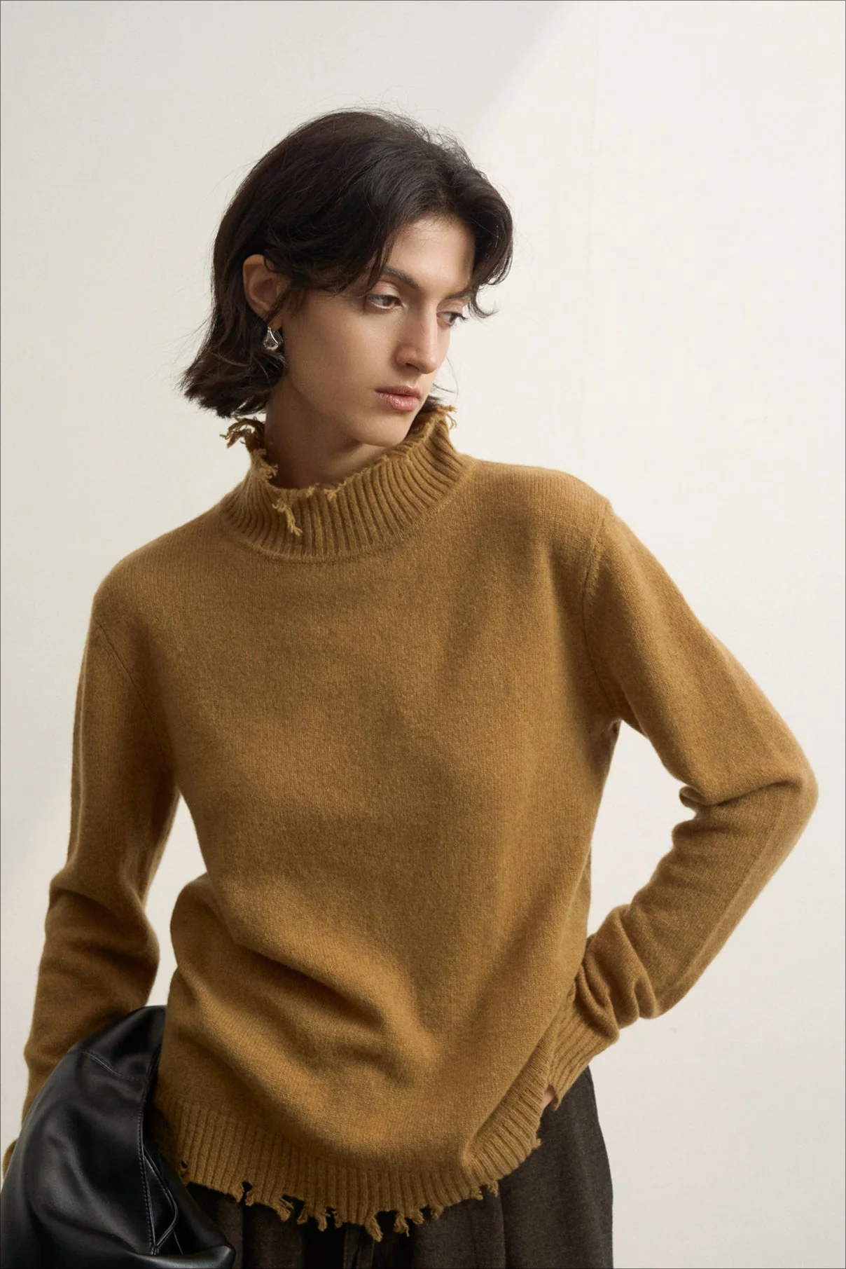 Fringed High Neck Knit Sweater - Image 4