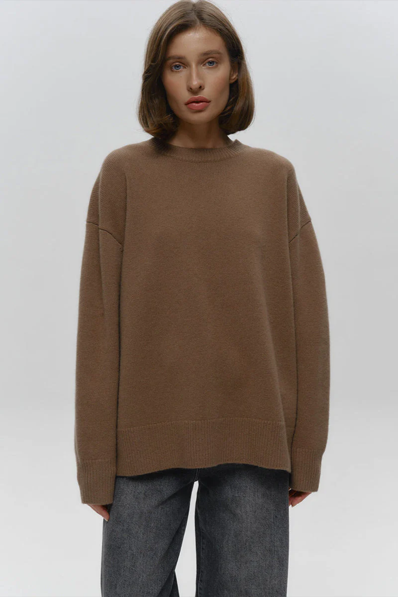 Loose Fit Crew Neck Knit Sweater - Image 2