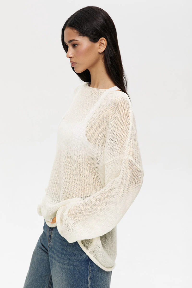 Hollow Out Bell Sleeve Knit Sweater - Image 2