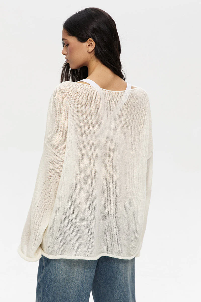 Hollow Out Bell Sleeve Knit Sweater - Image 3