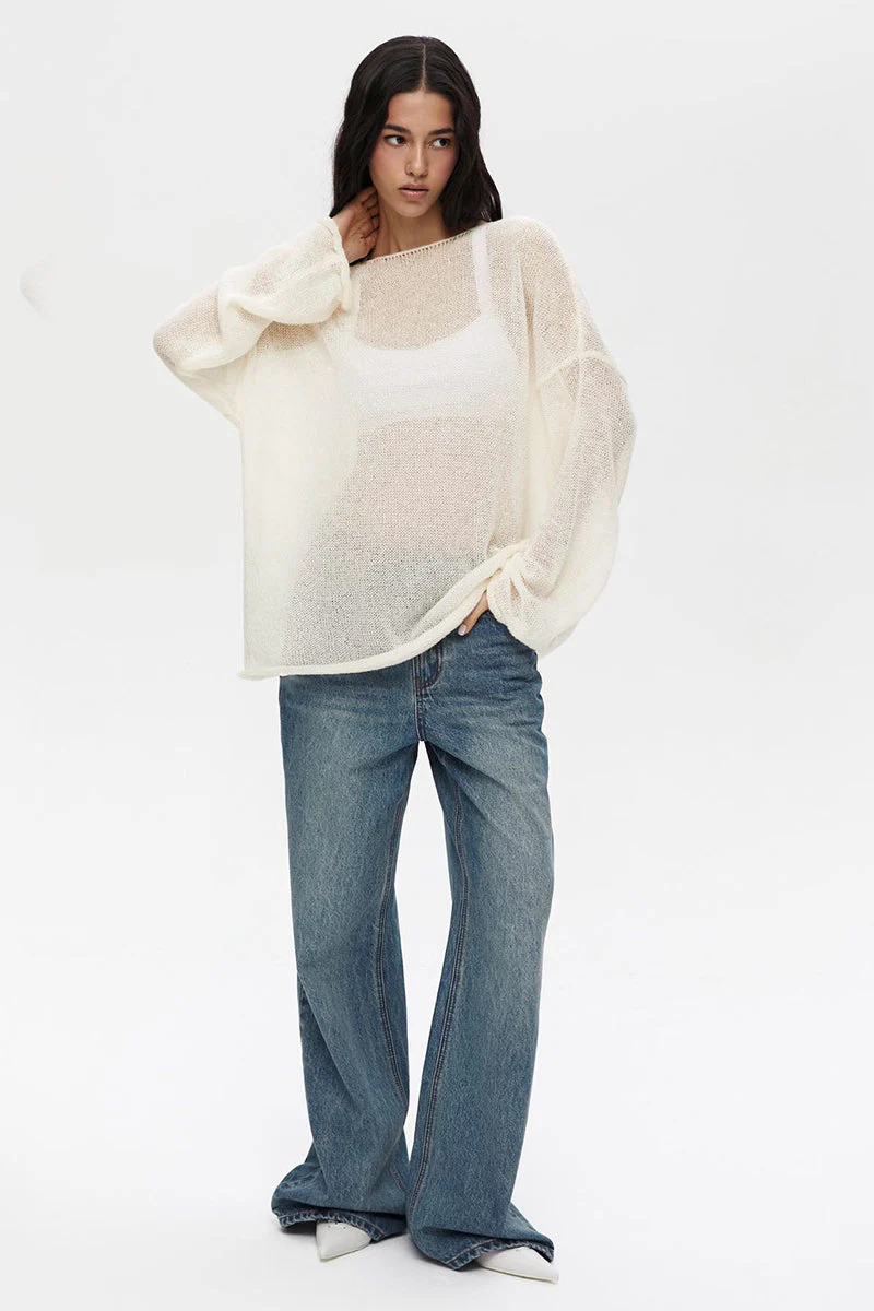 Hollow Out Bell Sleeve Knit Sweater - Image 4