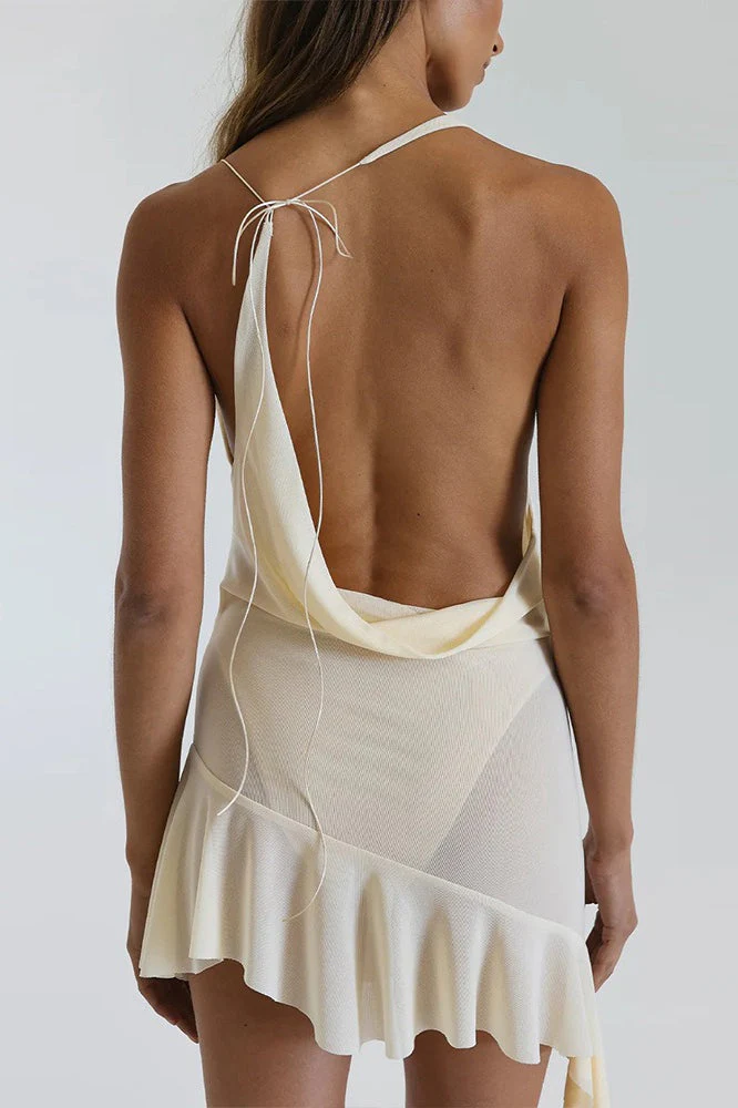 Cowl Neck Backless Boho Dress - Image 5