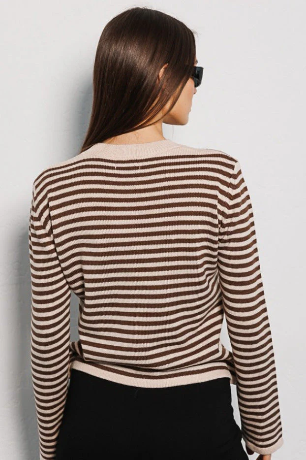 Ribbed Colorblock Striped Knit Sweater - Image 9