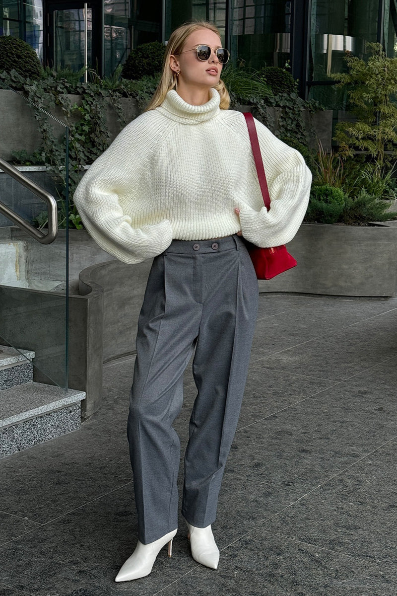 High Neck Loose Fit Knit Sweater - Image 3