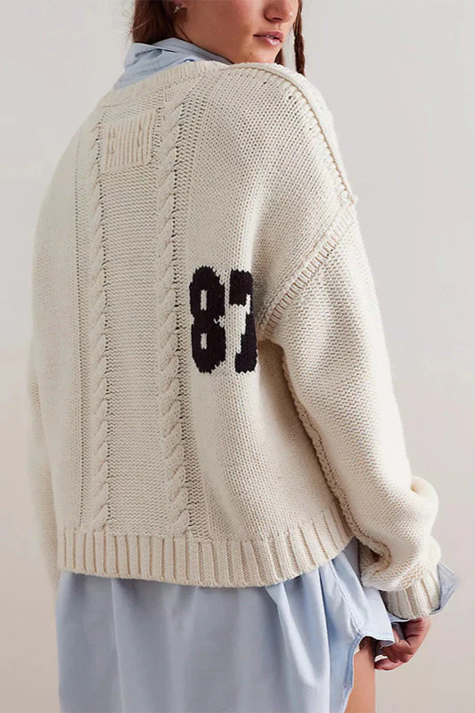 Colorblock Digital Print Oversized Knit Sweater - Image 3