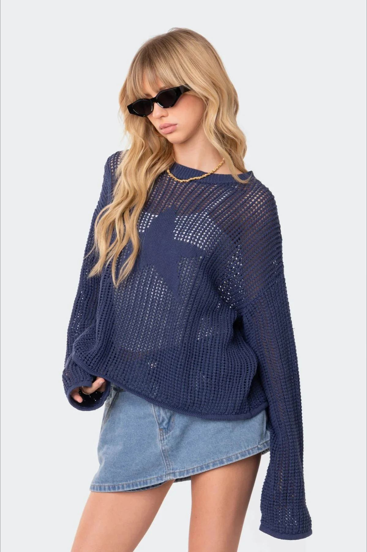 Sexy Hollow Knit Pullover Sweater - Image 2