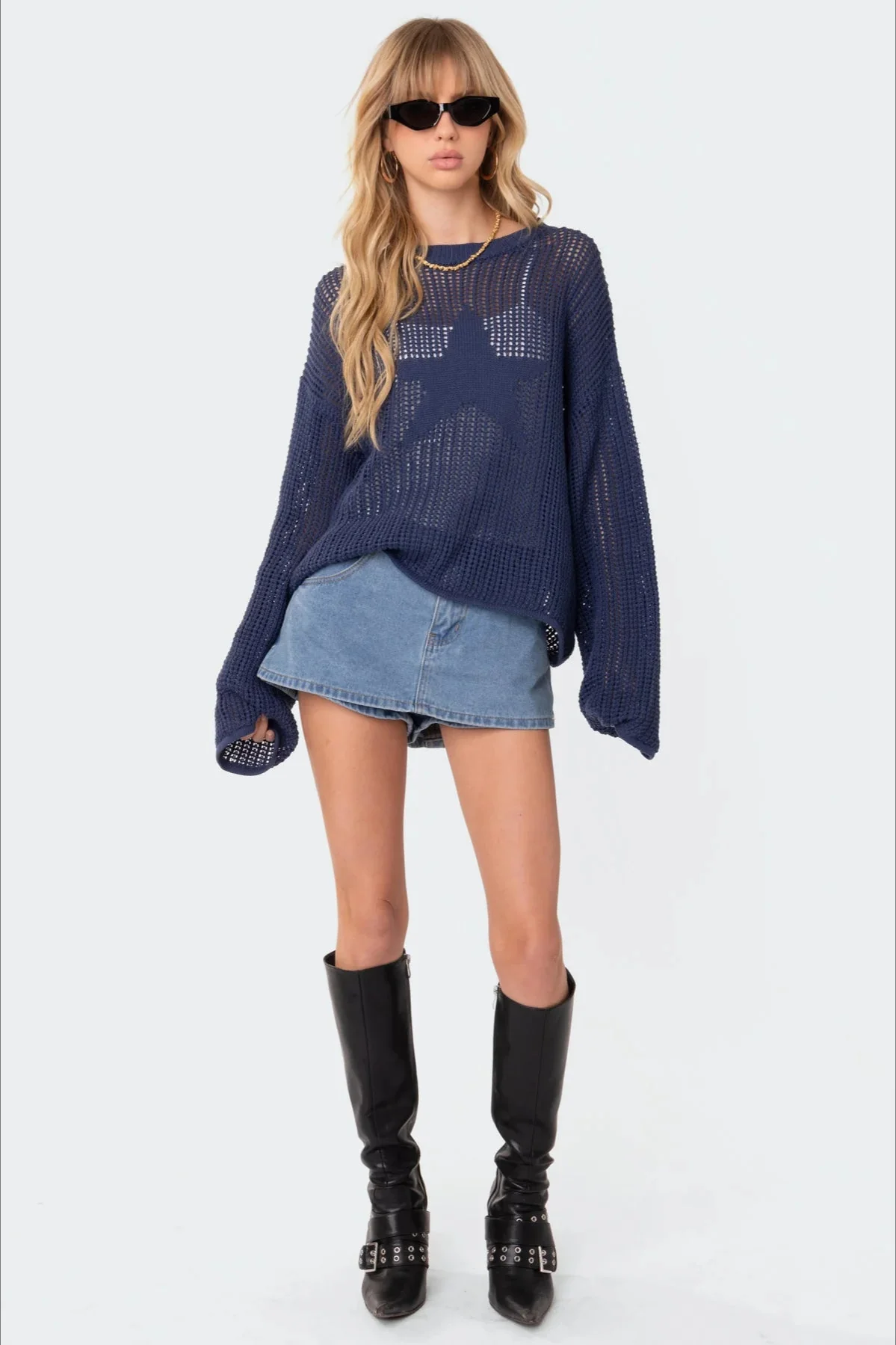 Sexy Hollow Knit Pullover Sweater - Image 5