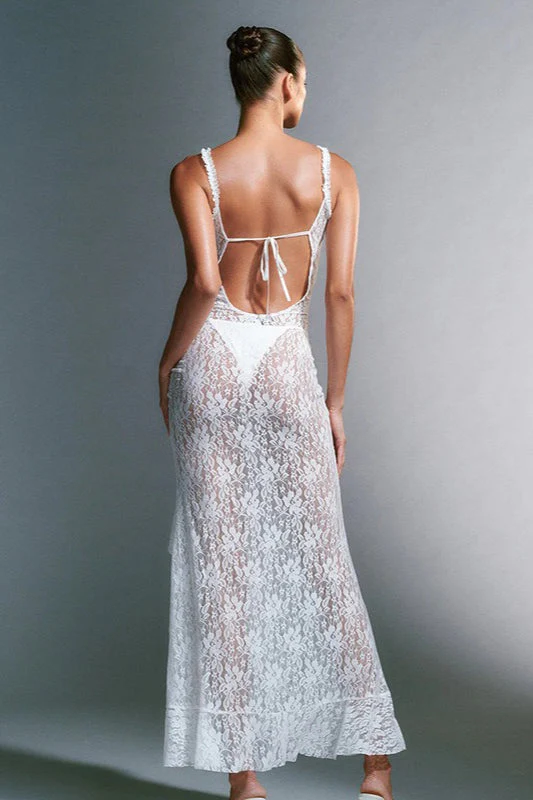 Strappy Lace Backless Maxi Boho Dress - Image 5