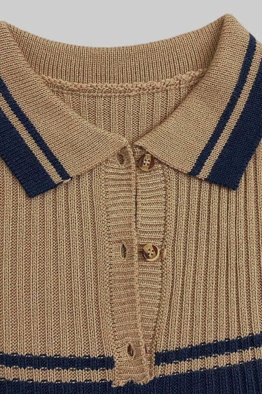 Striped Colorblock Long Sleeve Knit Sweater - Image 3