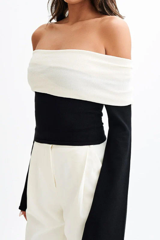 Off-Shoulder Fitted Knit Sweater - Image 5